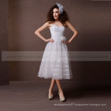 Elegant plain A line sweet heart with a lovely handmade feather flower wedding dress